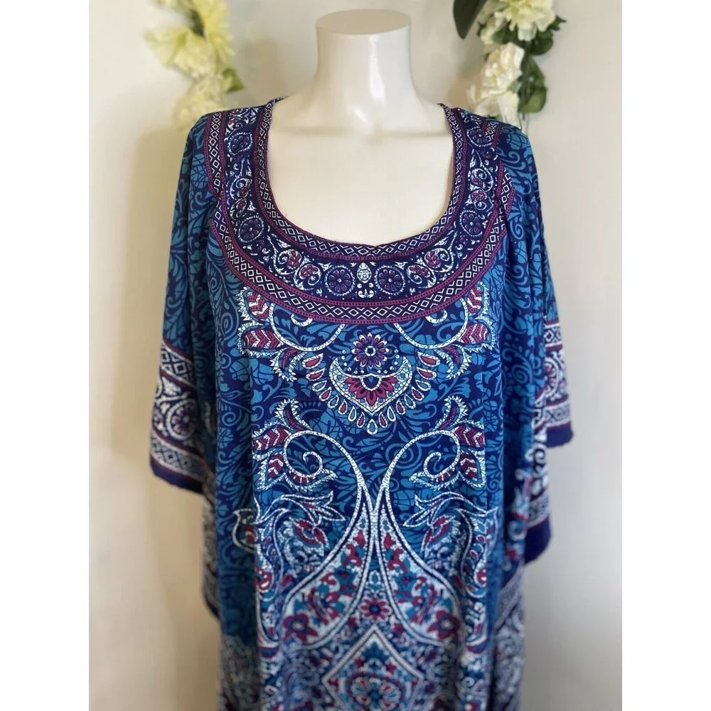 Gypsie Blu Mumu Dress Women‎ One Size Kimono Long Maxi Kaftan Beach Coverup New